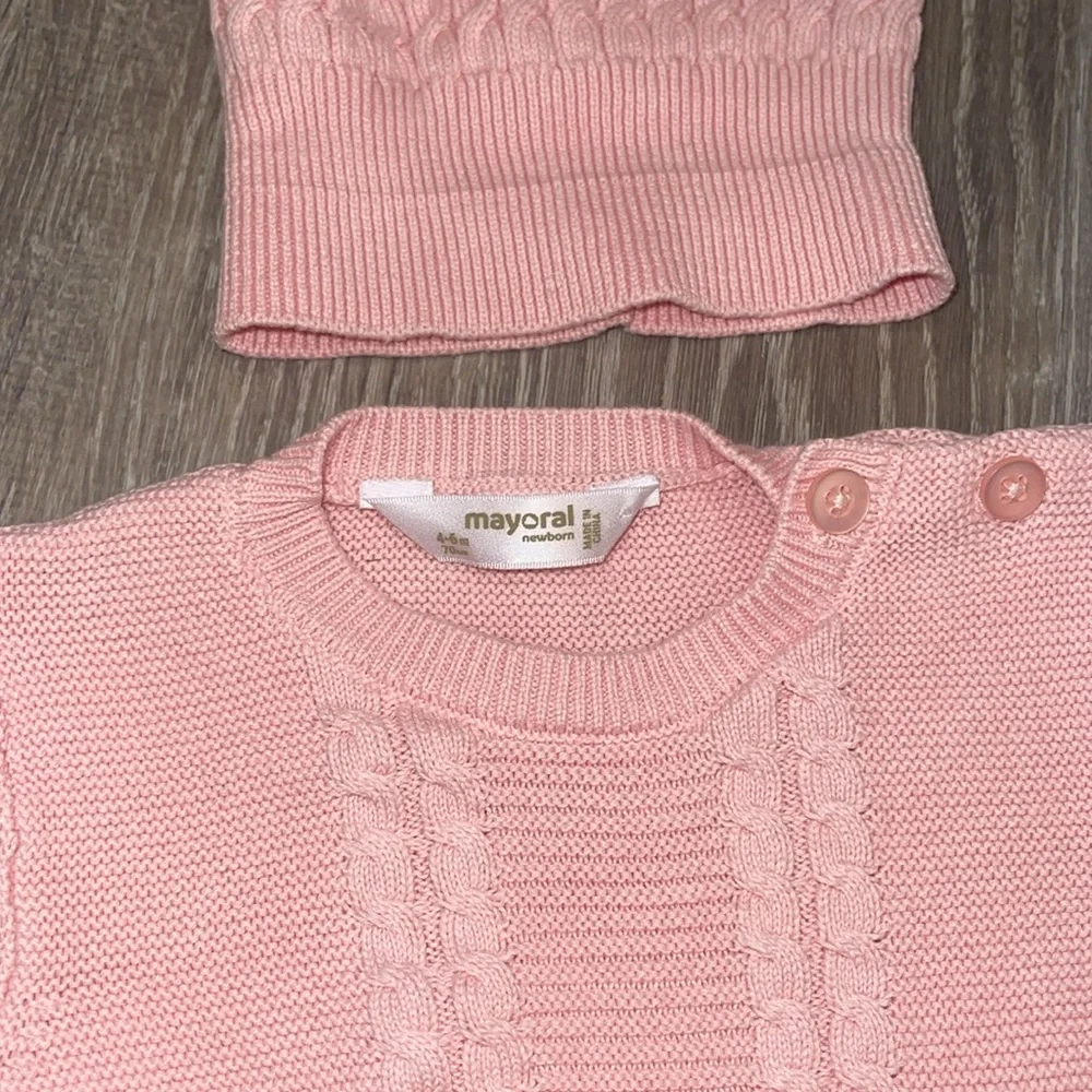 Mayoral Pink Knit Sweater Three Piece Matching Set